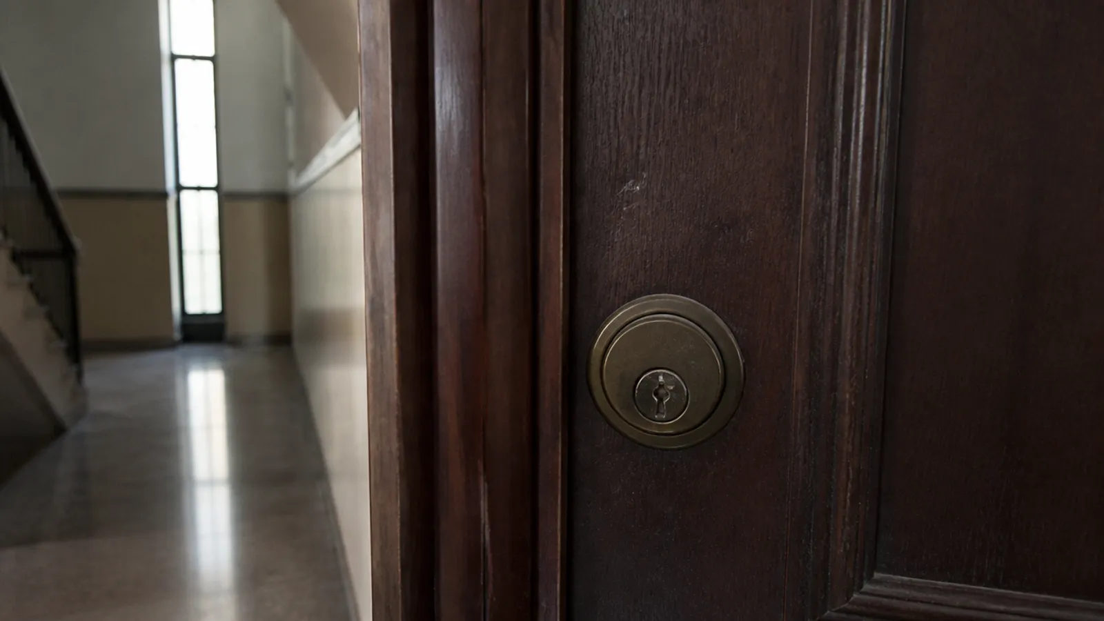 Cerradura de vivienda con una llave de metal partida en el bombín